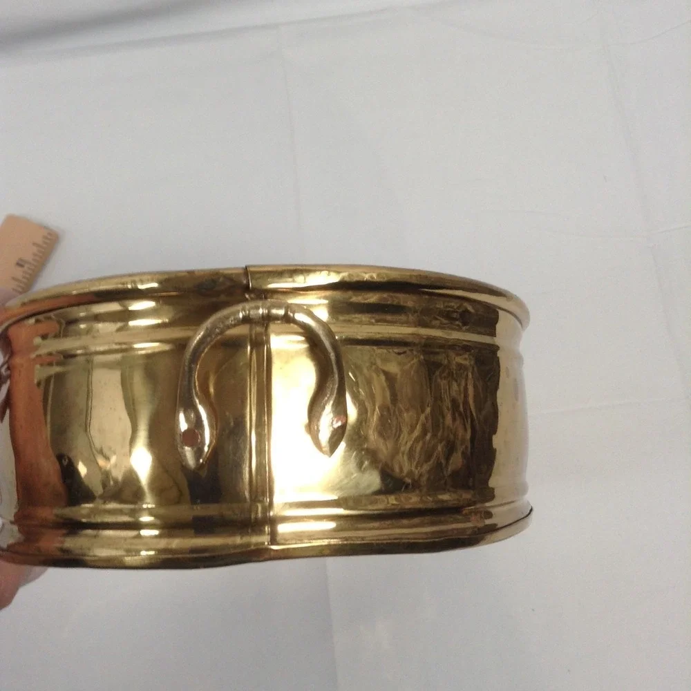 Laquered Solid‎ Brass Hosley Planter Oblong with Handles Made in India